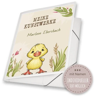 STAMMBUCHSHOP Zeichenmappe A4 A3 Name Kindergarten Mappe Kunstwerke Sammelmappe Farm Ente