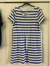 Talbots Coverup Dress Women’s Size L blue white Stripe Beach Hello Saturday