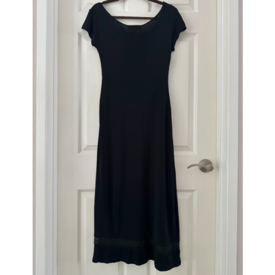 knee length dresses for ladies Satin Slip Midi Dress with Lace Trim