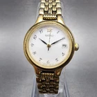 Seiko Watch Women 23mm White Dial Gold Tone Date Round 7N82-0228 New Battery
