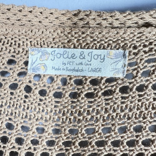 Jolie & Joy Knitted Crop Sweater Cardigan Tan Size L Boho Crochet - Picture 3 of 8