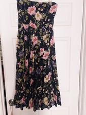 NWT! EXPRESS Black/Multicolor Sleeveless Floral Strappy Back Maxi Dress Sz m