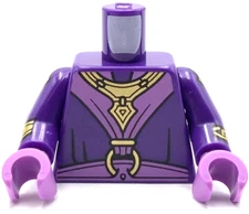 Lego New Minifigure Dark Purple Torso Robe Sash Gold Bib Necklace Piece