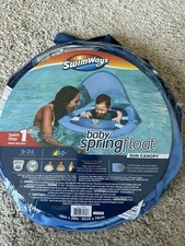 SwimWays Baby Spring Float With Sun Canopy 50 UPF 9-24 Months Swim Step 1 BLUE
