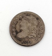 1834 US Capped Bust Half Dime, F Details, YOU GRADE