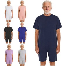 Unisex Special Needs Adaptive Clothing Anti-strip Romper Short Sleeve Jumpsuit