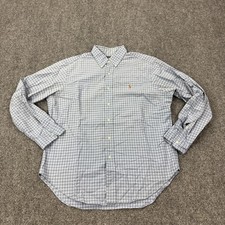 VTG Ralph Lauren Shirt Mens L Blue Check Cotton Long Sleeve Button Down Casual