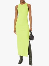 Michael Kors Womens Bright Limeade Side Slit Maxi Dress