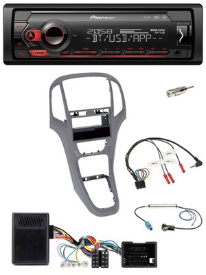 Pioneer Steering Wheel USB DAB Bluetooth Car Stereo For Vauxhall Astra J 2009 Onwards Titanium Grey