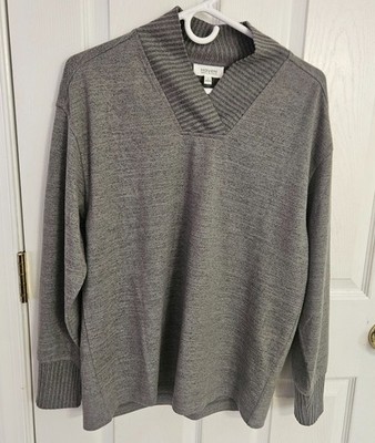 NWT Women's Haven Well Within Pullover Gray Sweater Mock Crossover Neck  Small