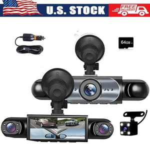 4 Channel Dash Cam Car Camera 360 View Front Rear Inside Left Right 64GB US