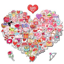 Valentines Stickers, 320 PCS Shiny Happy Valentines Day Stickers for Kids Tod...