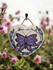 hand painted plaque "butterflies appear when loved one are near" purple