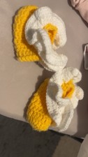 Crochet Handmade Baby Dress Set Headband, Hat, Booties Bunny Girl 3-6Yellow