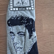 Elvis Presley Chaussettes homme fantaisie gris/noir motif visage, taille 39-42