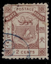 NORTH BORNEO QV SG1, 2c red-brown, USED. Cat &pound;80.