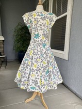 Vintage 50s cotton Butterfly print summer party dress. S M Issues - Read Descrip
