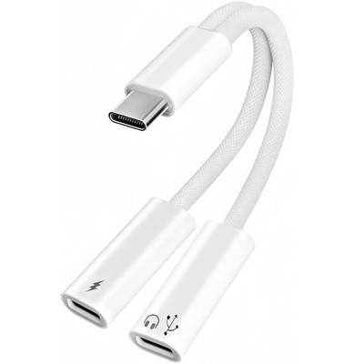 USB C Splitter 1 in 2 Out, Dual UsbC Charger and Headphone Adapter, USBC Spli...