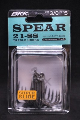 BKK Spear-21 SS Treble Hooks - Size 3/0 - Super Slide Carbon Steel Hook