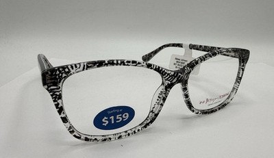 Betsey Johnson Eyeglasses Clear Black Lines & Skulls Square Glasses FRAME NWT