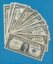 10-$1.00 1957+1957-B  STAR  SILVER CERTIFICATES AVERAGE CIRCULATED DEALERS LOT