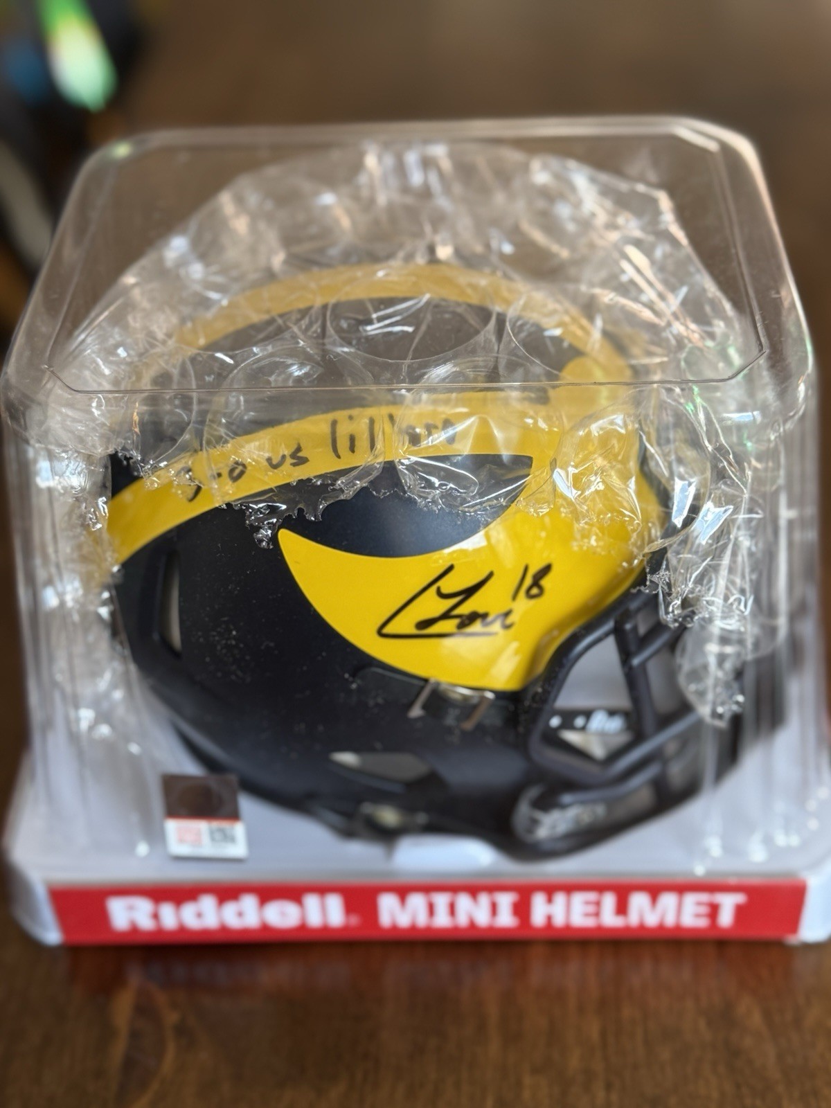 Colston Loveland Michigan Wolverines Mini Football Helmet Autographed Signed Inscribed 