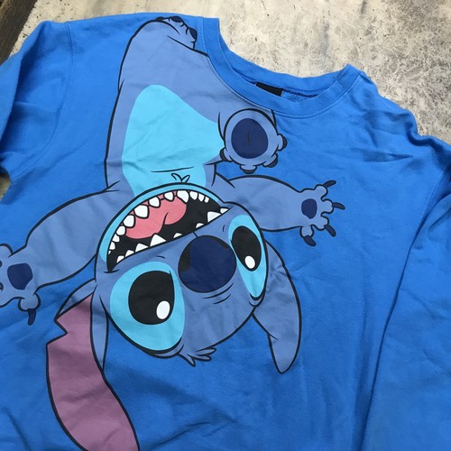 Disney Lilo And Stitch Pullover Sweatshirt Crewneck Blue Sz Junior Large 11-13