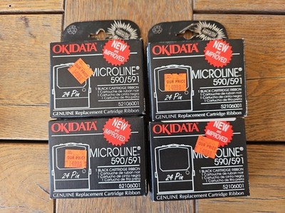 Lot Of 4 Genuine OKI 24 Pin Microline Black 590/591  52106001  NEW IN BOX