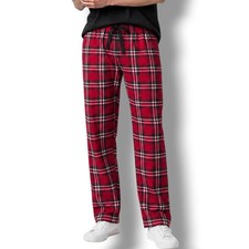 NWT Nautica Mens Cozy Fleece Pajama Pants Red Black Plaid Sleepwear Size Small