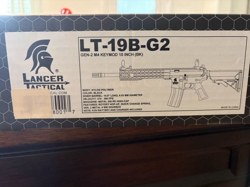 Lancer Tactical LT-19B-G2 Gen 2 M4 Keymod 10in Electric Rifle, 300rd Mag