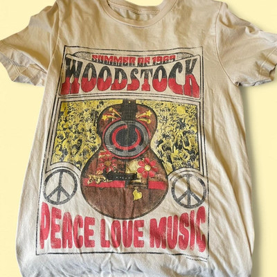 New! Woodstock Peace Love Music Sand Color Shirt Unisex Concert S to 5XL BO703