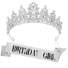 Birthday Girl Birthday Queen Sash  Rhinestone Tiara Set Tiara For Woman Girl