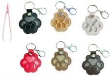 6PCS Dog Hair Storage Keychain  Refillable Tweezers,Pet Paw Shaped Leather-K