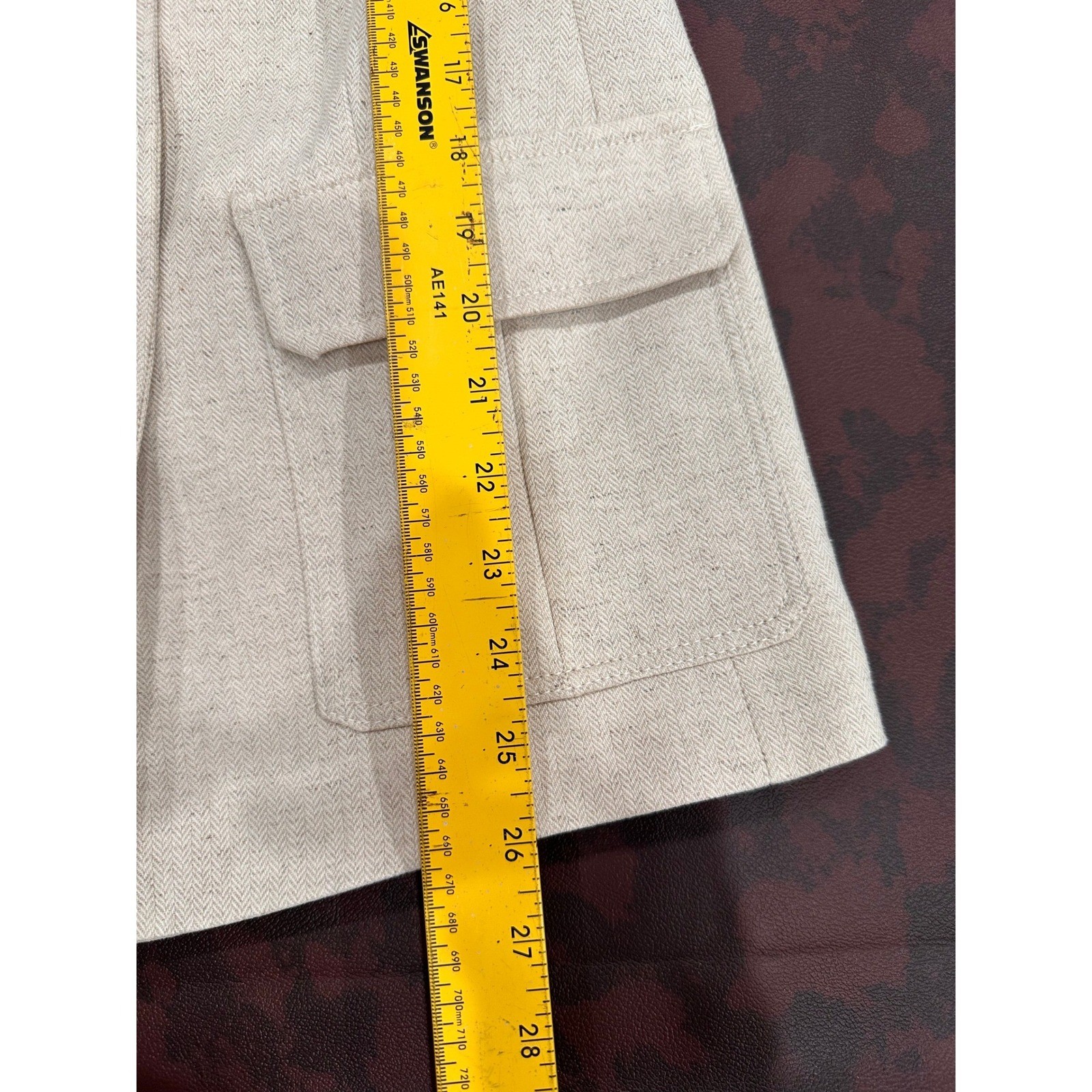 MANGO Linen Blend Utility Safari Blazer Jacket Beige Women Size XS thumbnail 9