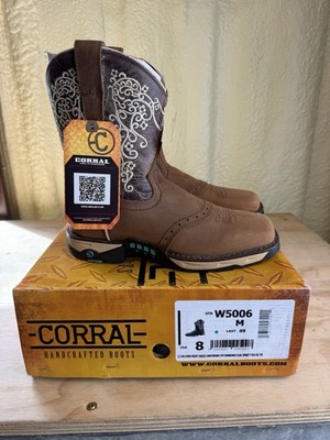 w5006 Women's Farm & Ranch Soft Toe Work/Western Boot by Corral Sz 8 M