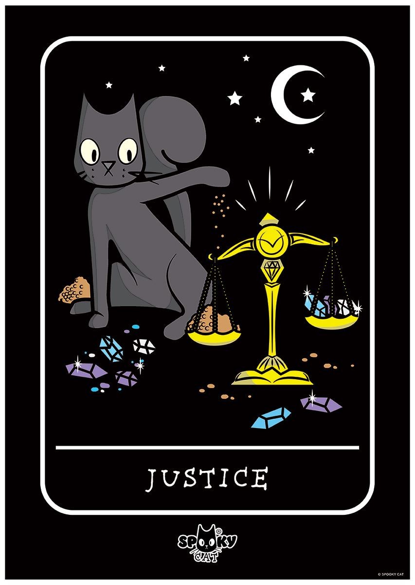 Spooky Cat Tarot - Justice Mini Poster