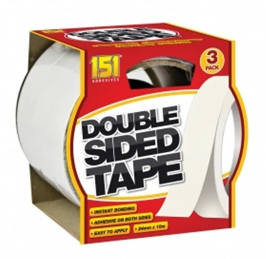 151 Adhesives / DOUBLE SIDED TAPE 3pk x 10m x 24mm Instant Bonding