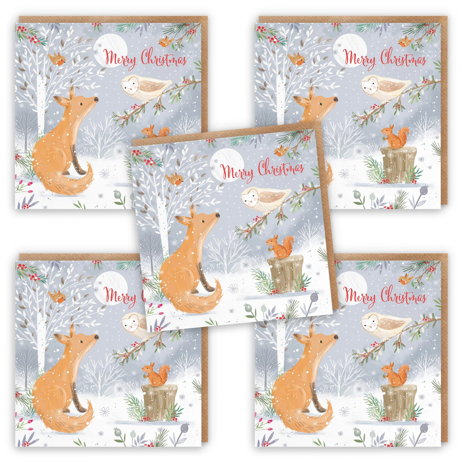 Merry Christmas Fox Family Fun Pack Of 10 Cards Nature's Treasures