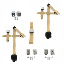  1981 - 1987 Airplane 3pt Tan Bench Seat Kit w/Brackets 3 Belts 
