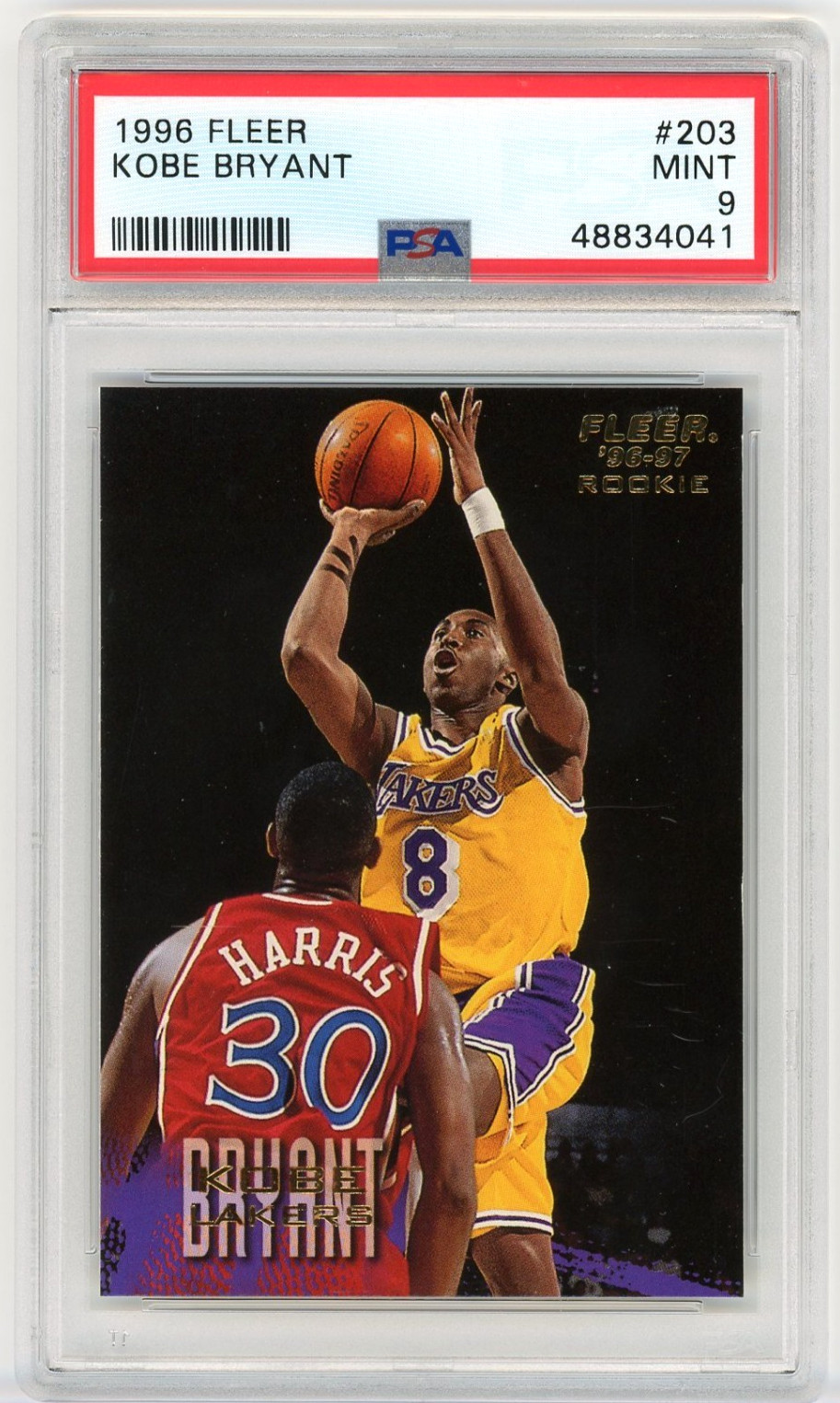 PSA 9 1996-97 Fleer Kobe Bryant Rookie Card #203 Los Angeles Lakers