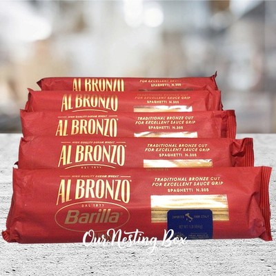 5 Packs Barilla Al Bronzo Bronze Cut Spaghetti Pasta, 16 oz. Each