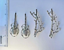 Nature Themed Hair Pins - Lot of 2 Beetle Pins and 2 Twig Pins
