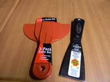 NEW!! 3-Pack Red-Devil Plastic Putty Knife Set and Hyde 2" carbon steel knife