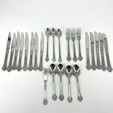 Reed & Barton Elegant Vintage Flatware Set Lot 24 Forks Spoons Knives Korea