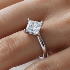 4 Carat Princess Cut White Gold FN Kite-Set Solitaire Engagement Ring For Women