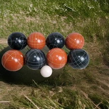 Vintage Sportcraft Bocce Ball Set – 8 Striped Balls + Pallino – Made in Italy