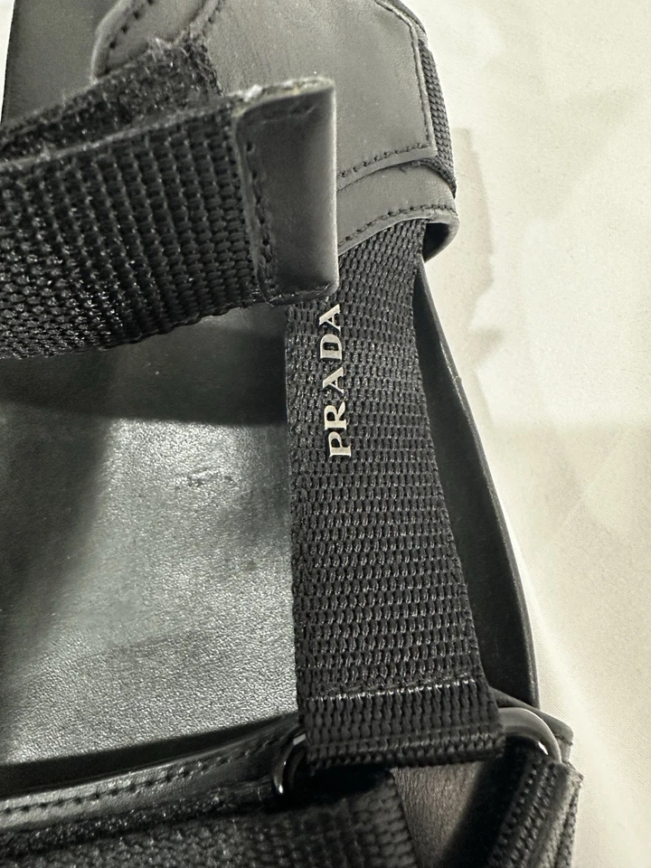 Sandalias Prada de cuero de nailon negras para hombre talla 8,5 | Hechas en Vietnam | Estilo 4X 2984 Foto 4 de 4
