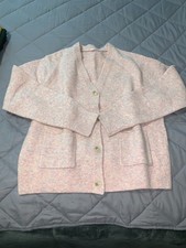 UNIQLO Kids Cardigan Sz 140 Pink Knit Sweater Woman's Extra Small full Button-up
