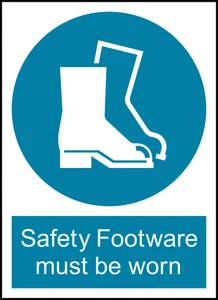 Safety Footwear Must Be Worn Safety PPE Warning Self Adhesive Vinyl Sticker