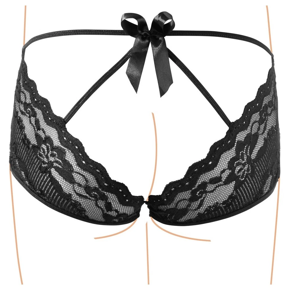 Panty Schleife S M L XL Spitze schwarz Slip Hotpants Hipster Sexy Damen Dessous - Bild 4 von 4